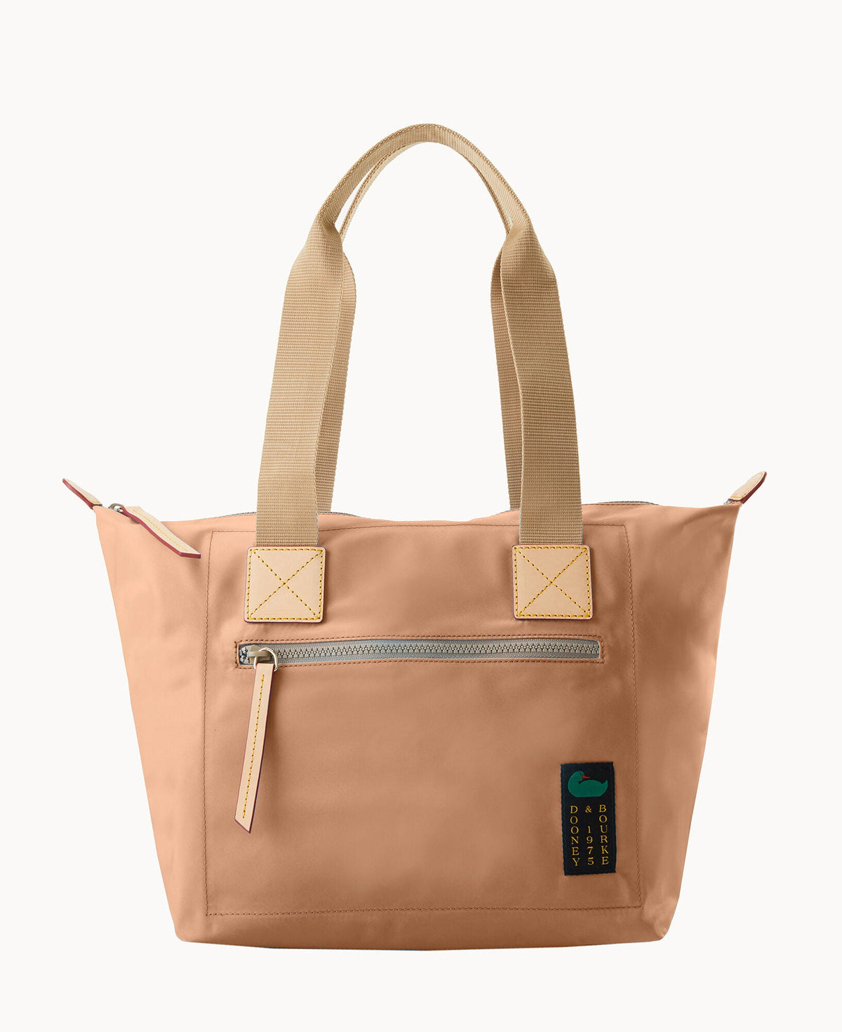 Nylon Front Zip Tote - Sand