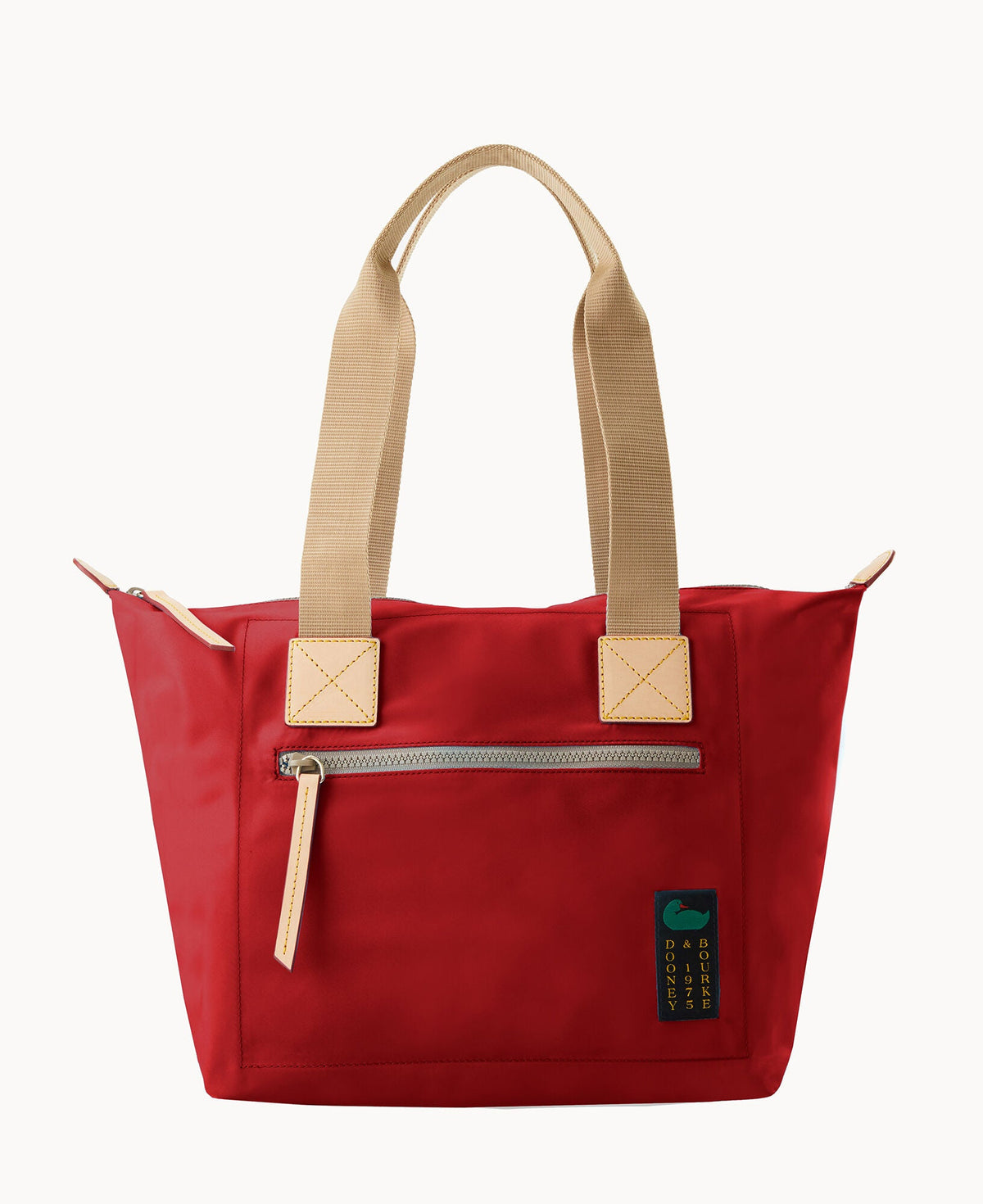 Nylon Front Zip Tote - Tomato