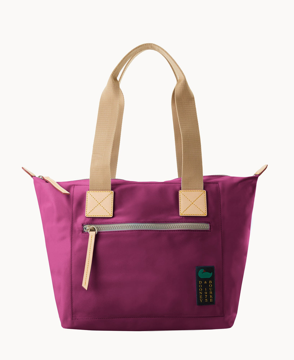 Nylon Front Zip Tote - Mauve