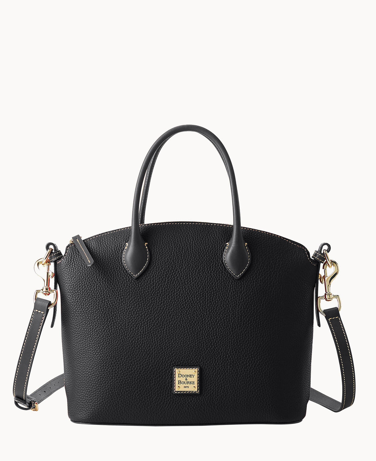 Pebble Grain Domed Satchel - Black Black