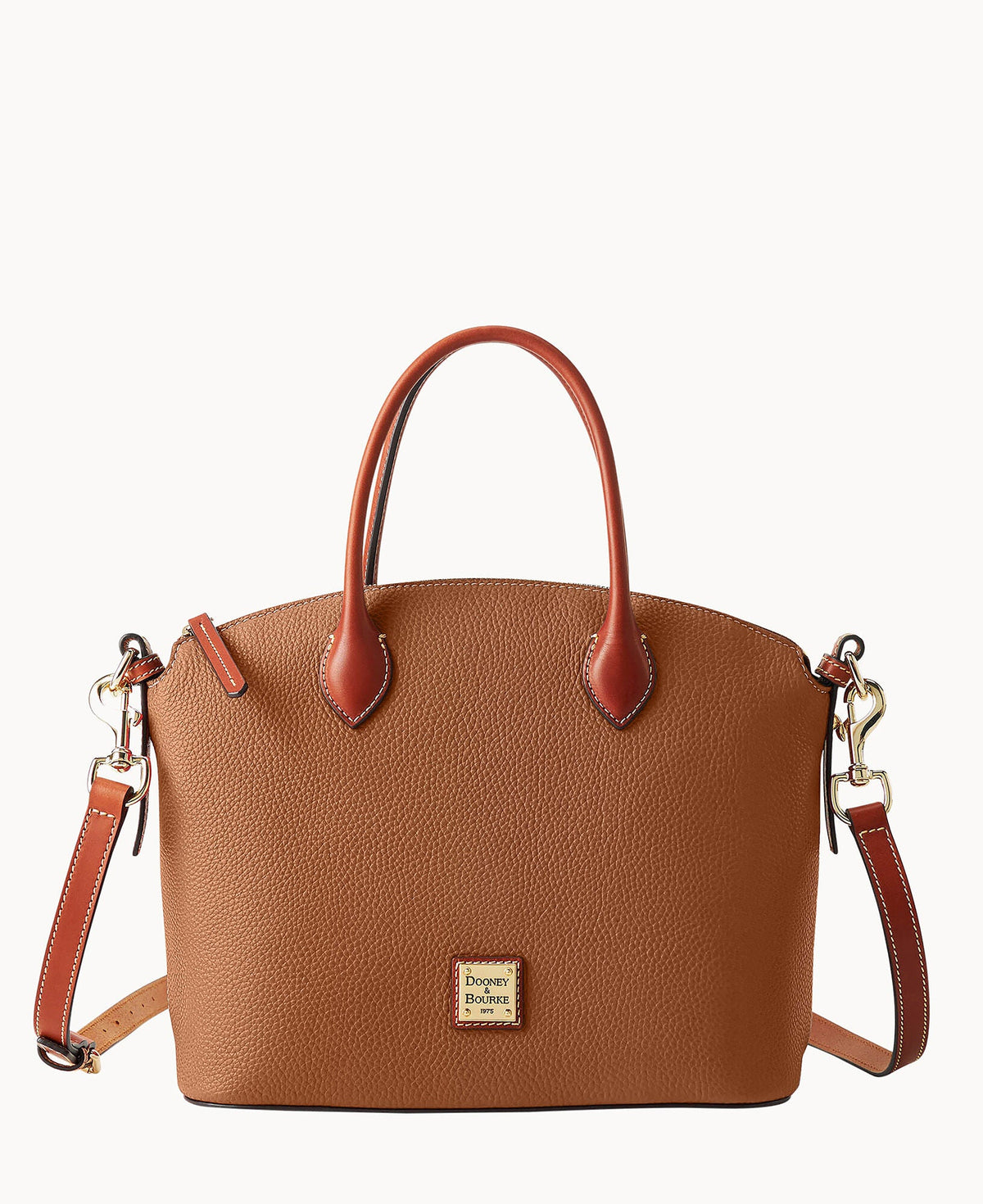 Pebble Grain Domed Satchel - Caramel
