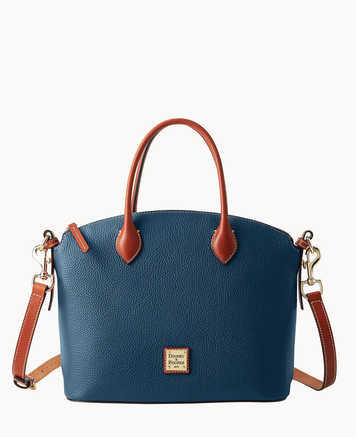 Pebble Grain Domed Satchel - Jeans