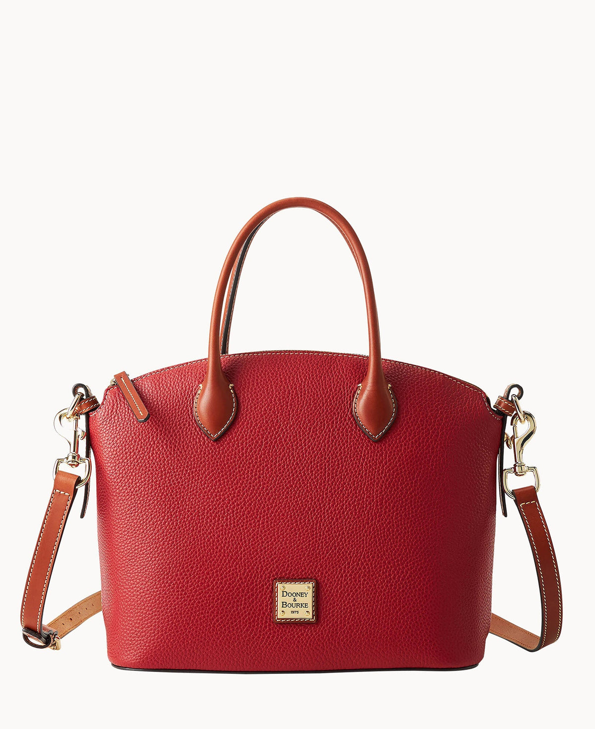 Pebble Grain Domed Satchel - Red