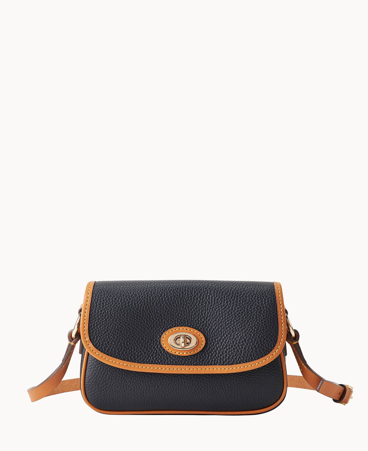 Pebble Grain Turnlock Crossbody 22 - Black