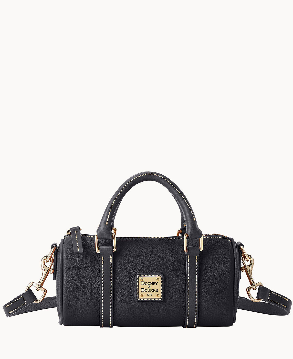 Pebble Grain Crossbody Barrel Satchel 20 - Black Black