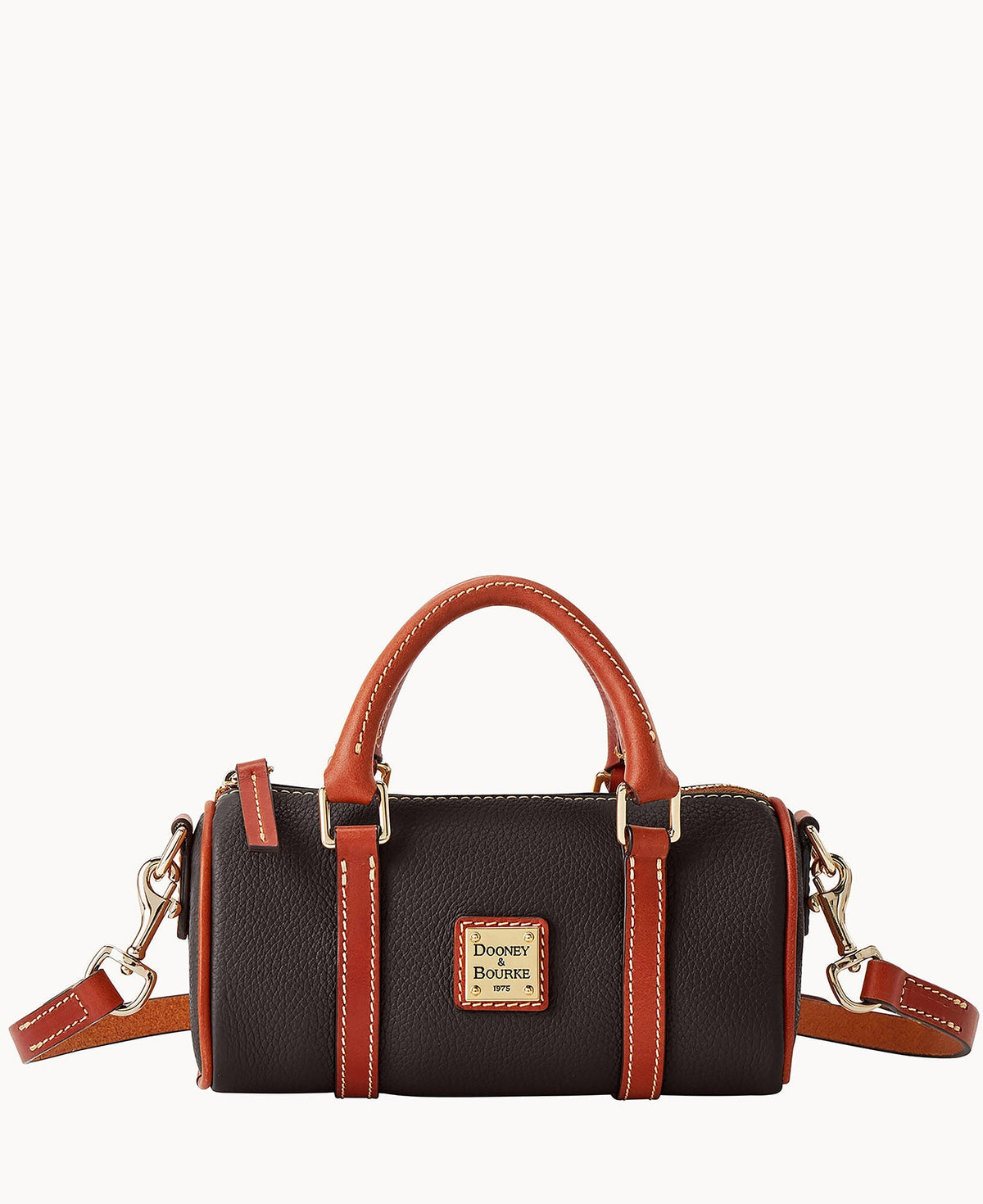 Pebble Grain Crossbody Barrel Satchel 20 - Brown Tmoro