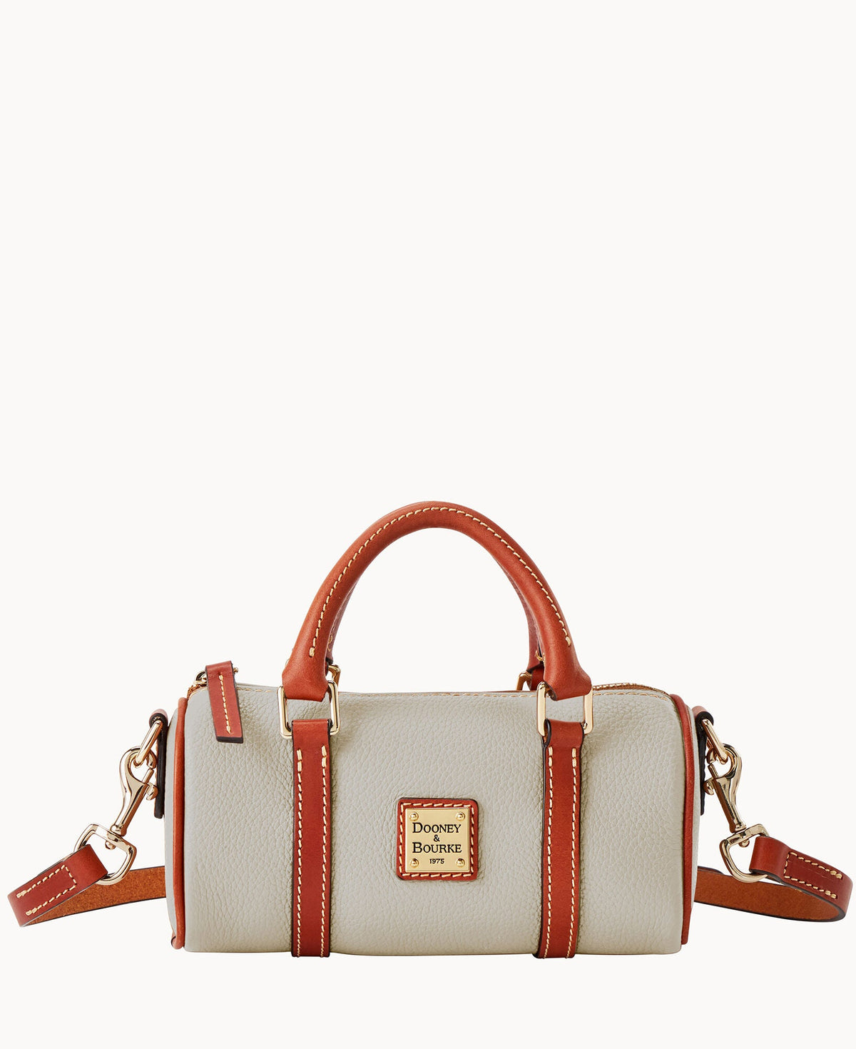 Pebble Grain Crossbody Barrel Satchel 20 - Bone