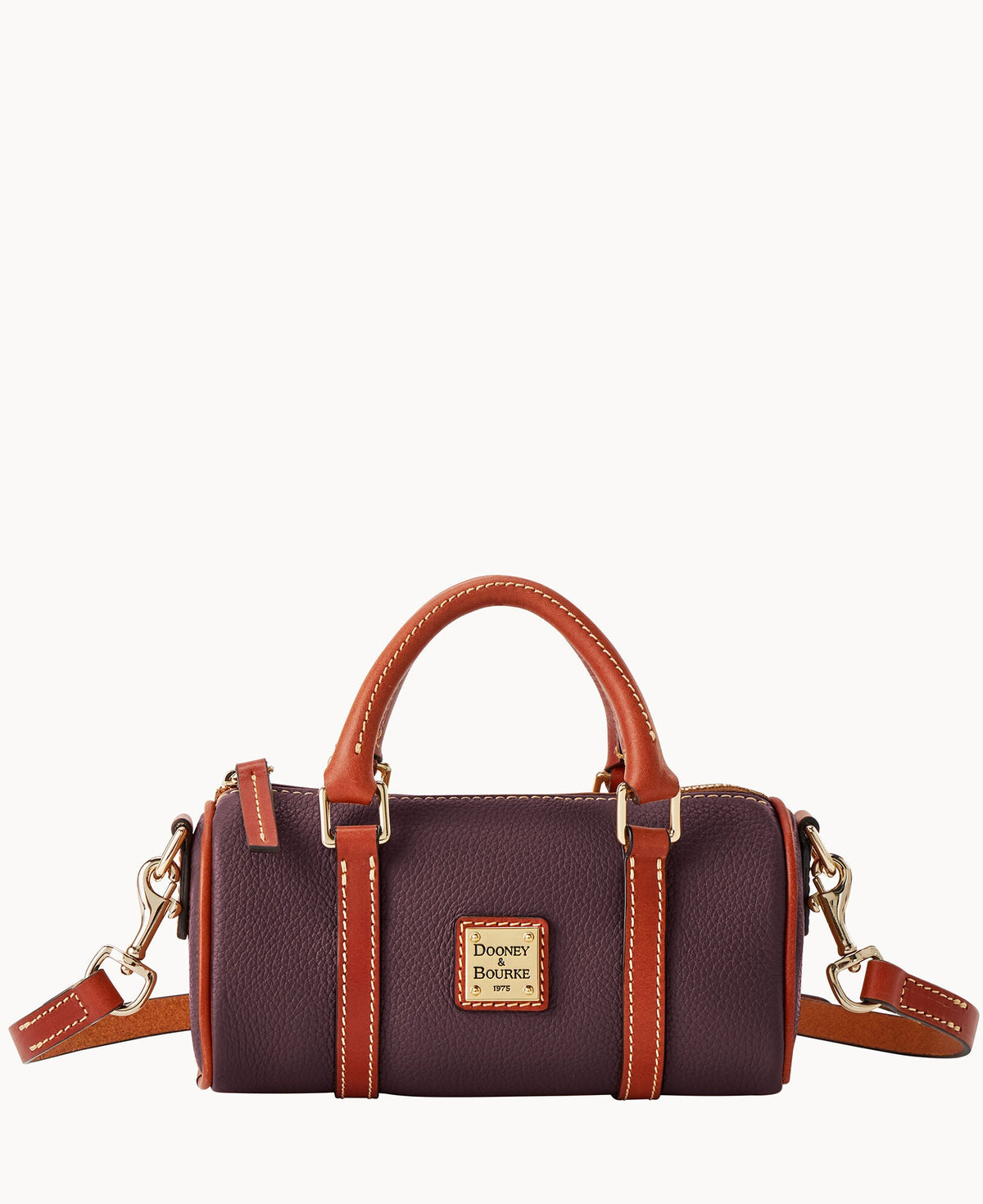 Pebble Grain Crossbody Barrel Satchel 20 - Bordeaux
