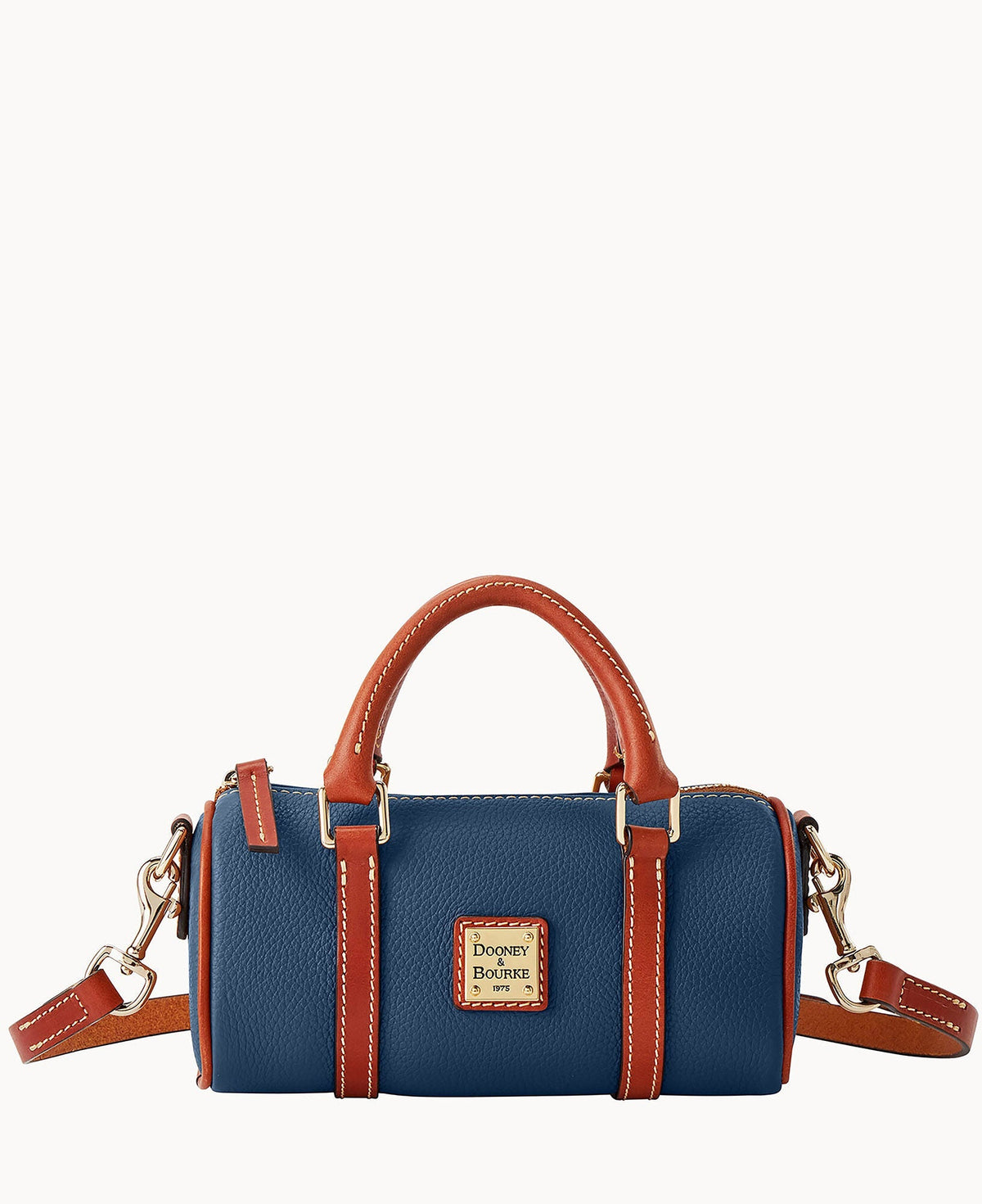 Pebble Grain Crossbody Barrel Satchel 20 - Jeans