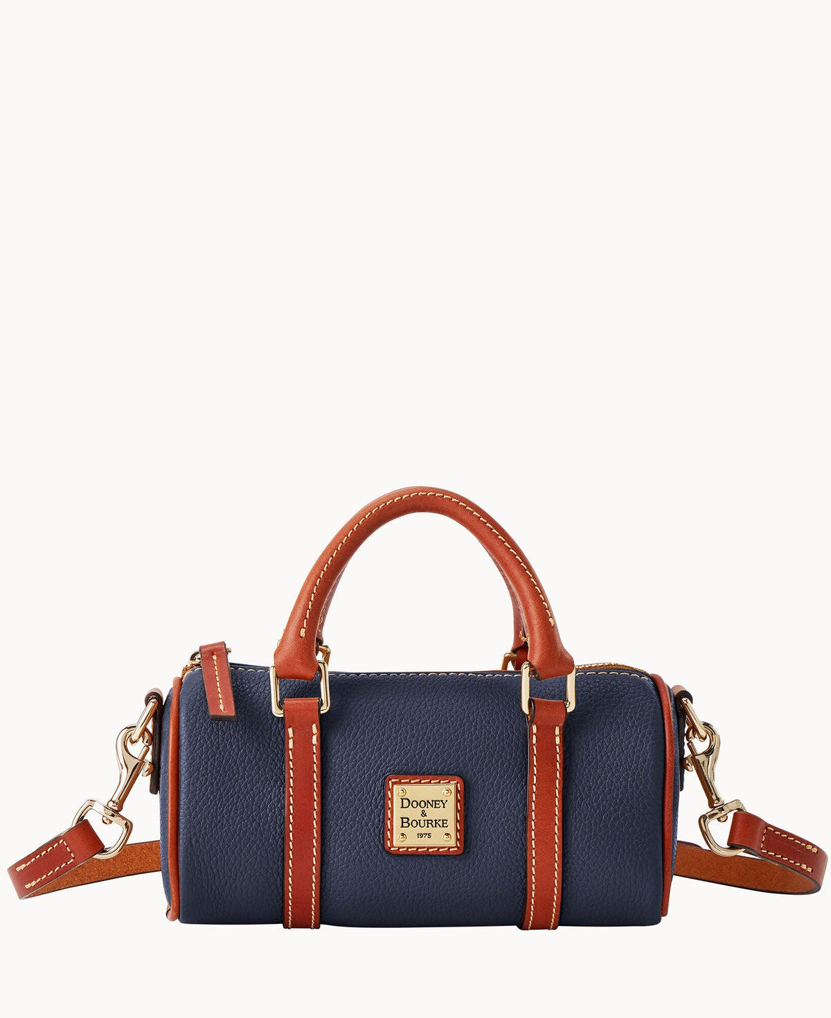 Pebble Grain Crossbody Barrel Satchel 20 - Midnight Blue