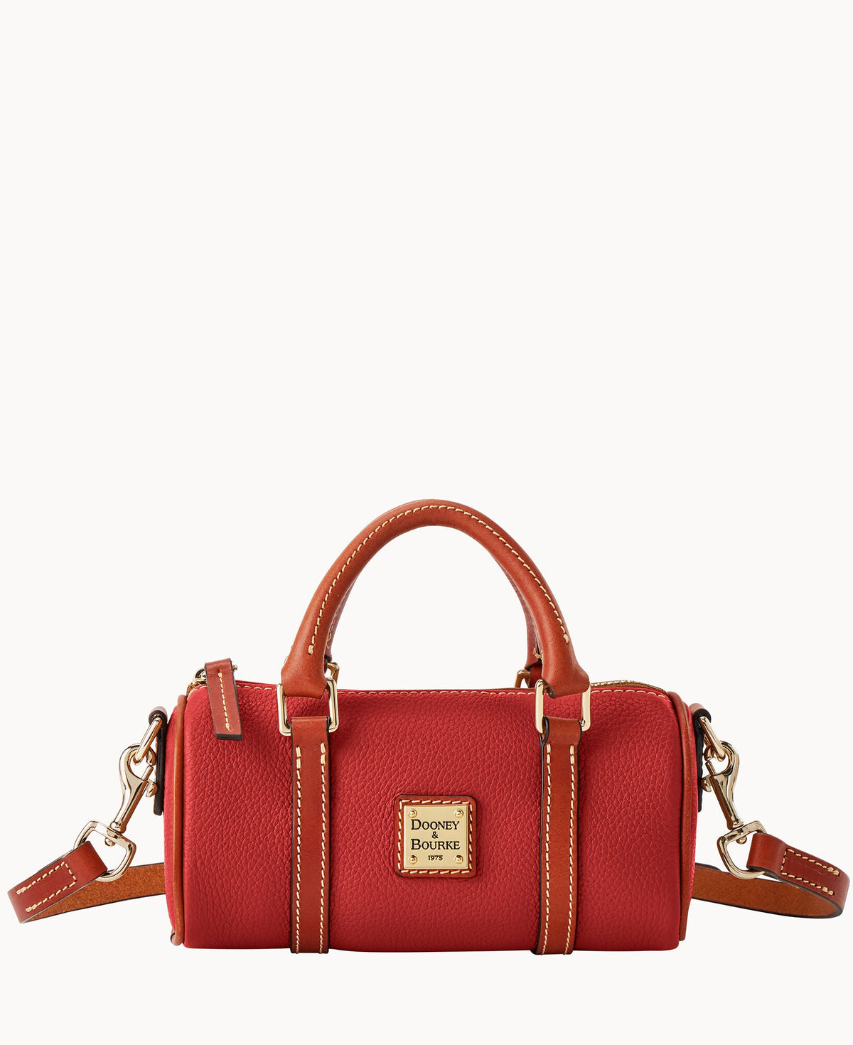 Pebble Grain Crossbody Barrel Satchel 20 - Red