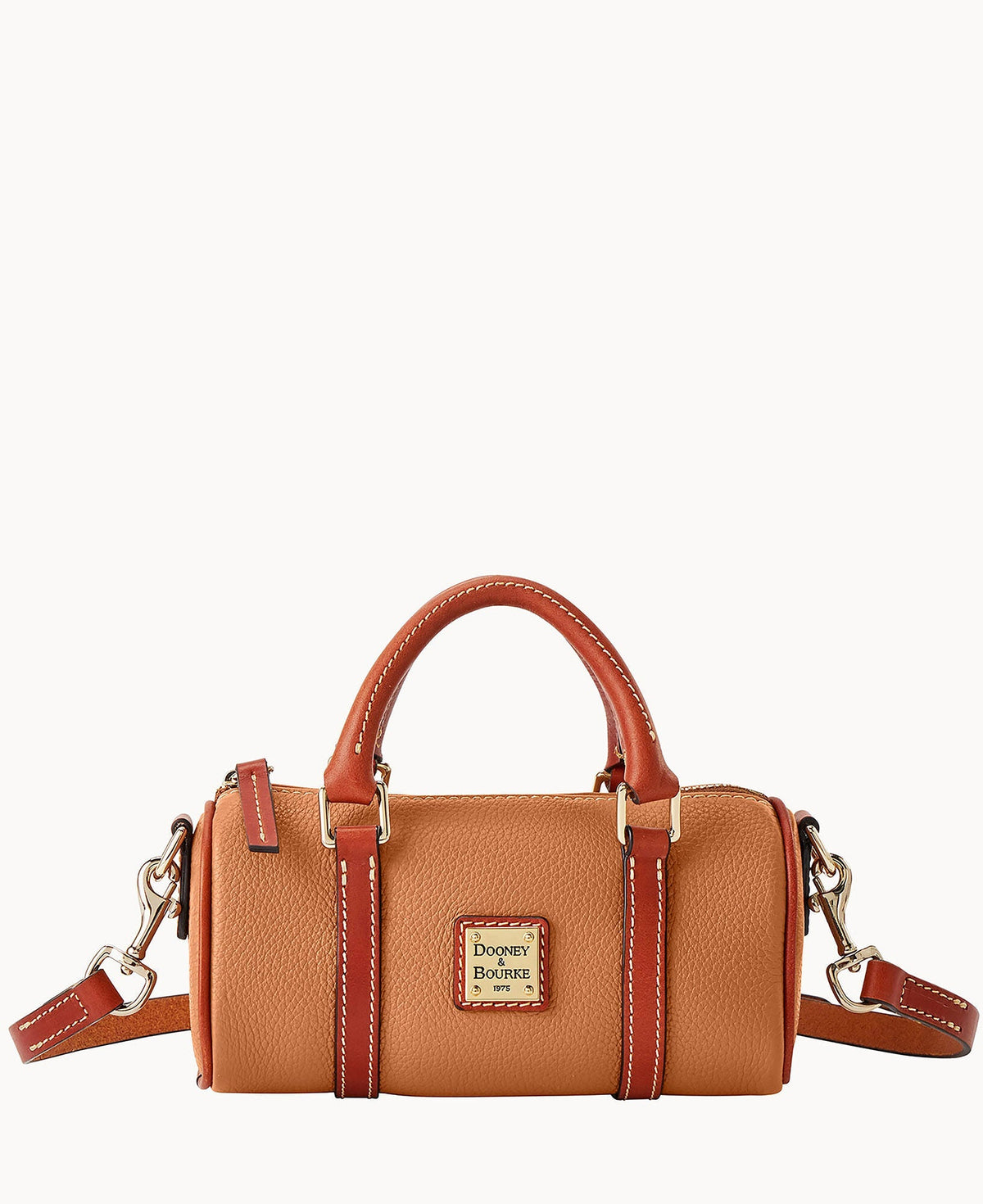 Pebble Grain Crossbody Barrel Satchel 20 - Sand