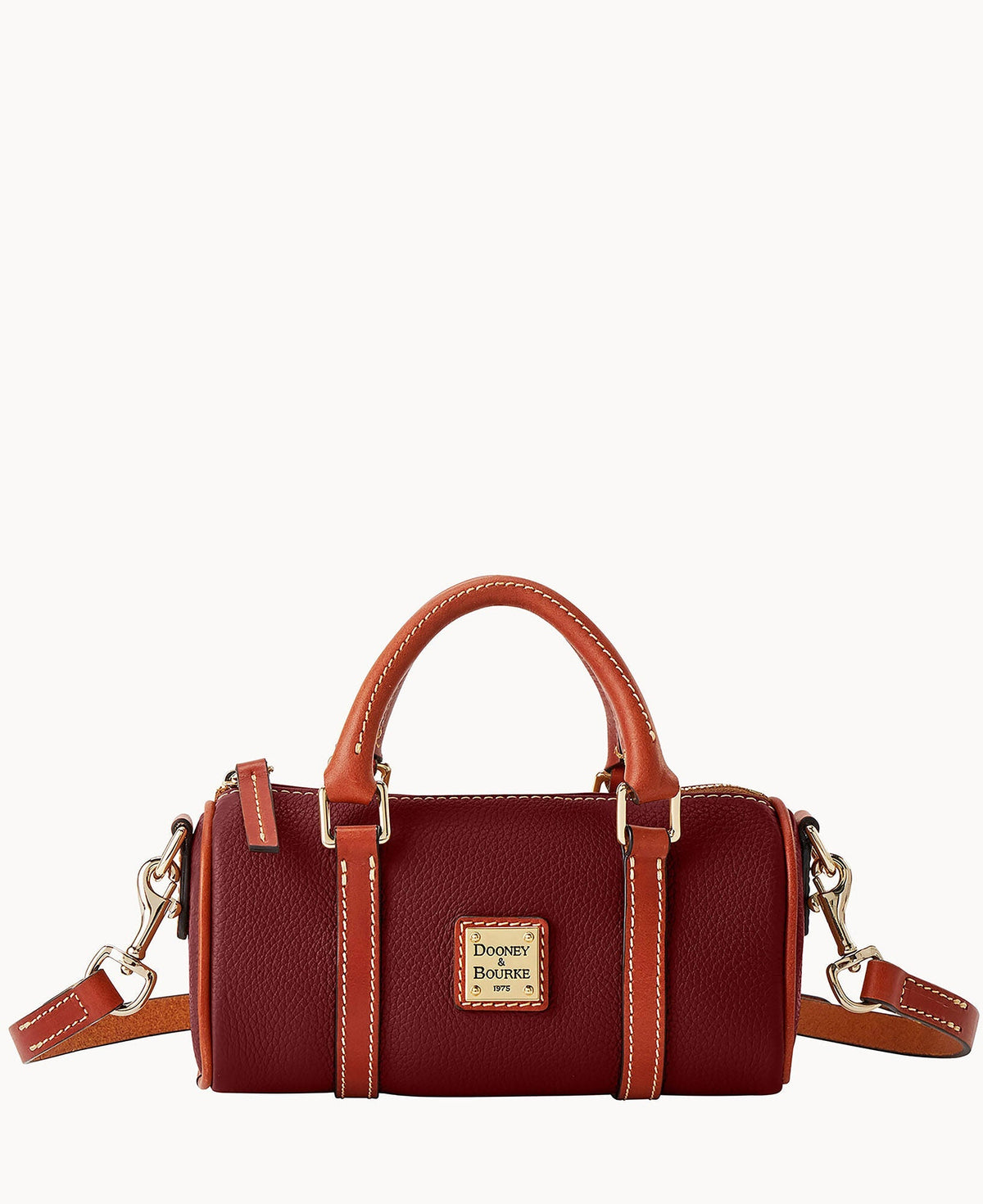 Pebble Grain Crossbody Barrel Satchel 20 - Wine