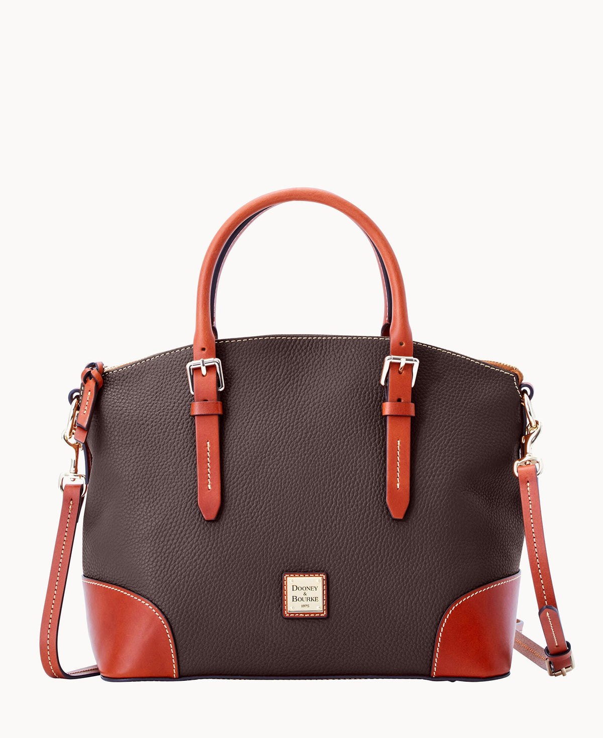 Pebble Grain Domed Satchel - Brown Tmoro