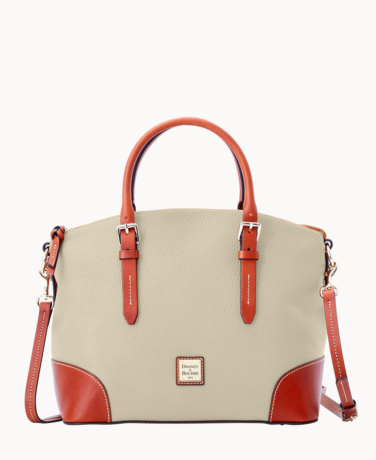Pebble Grain Domed Satchel - Bone