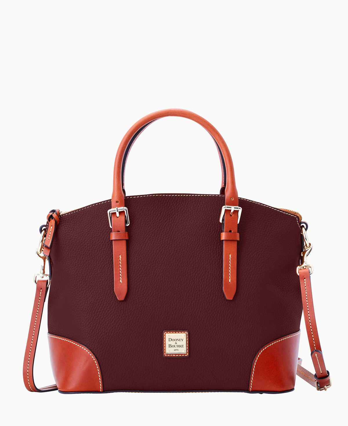 Pebble Grain Domed Satchel - Bordeaux