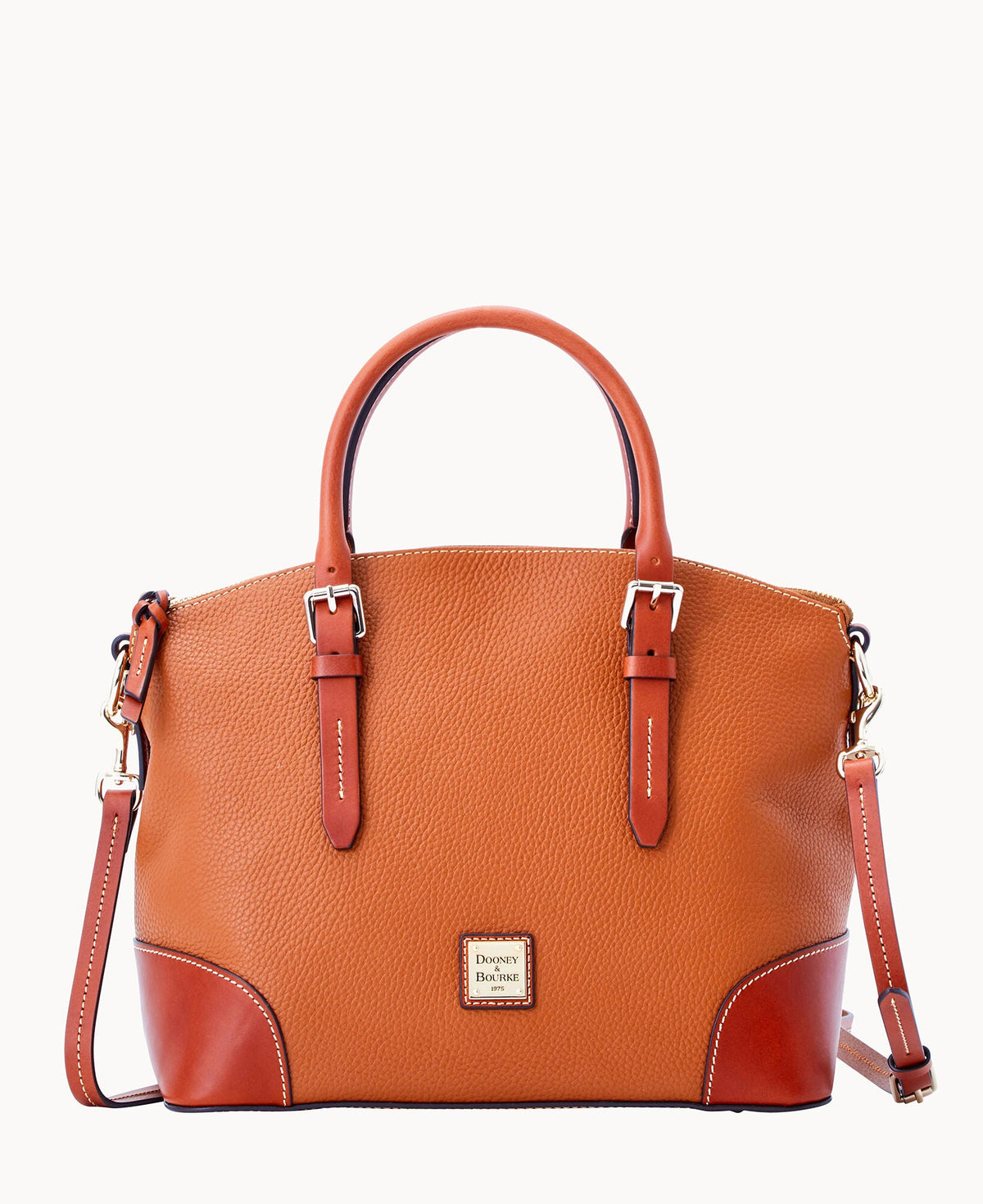 Pebble Grain Domed Satchel - Caramel