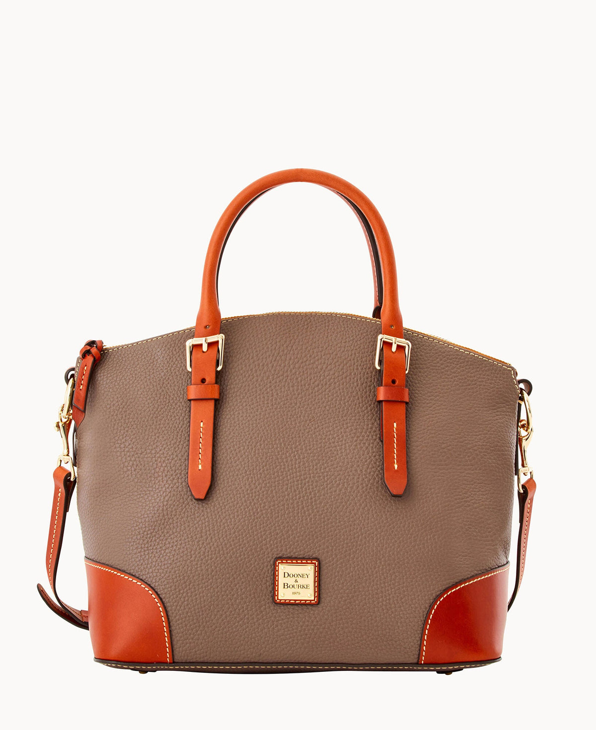 Pebble Grain Domed Satchel - Elephant