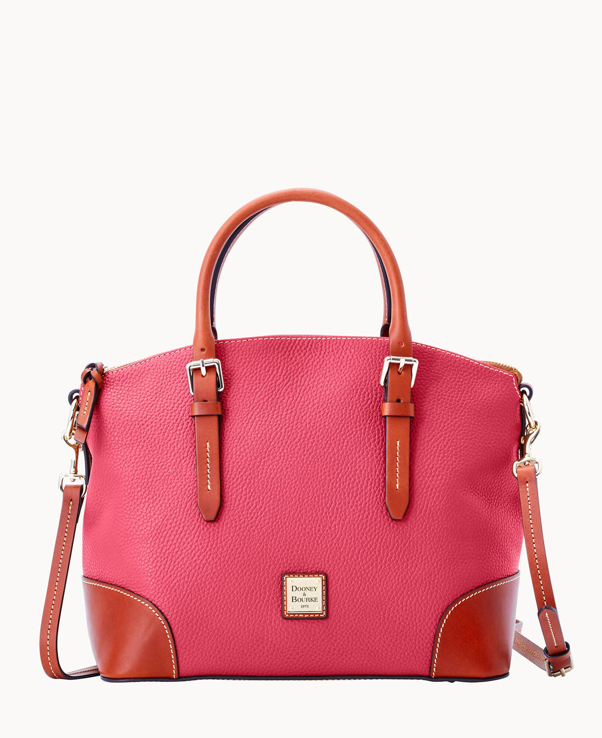 Pebble Grain Domed Satchel - Hot Pink