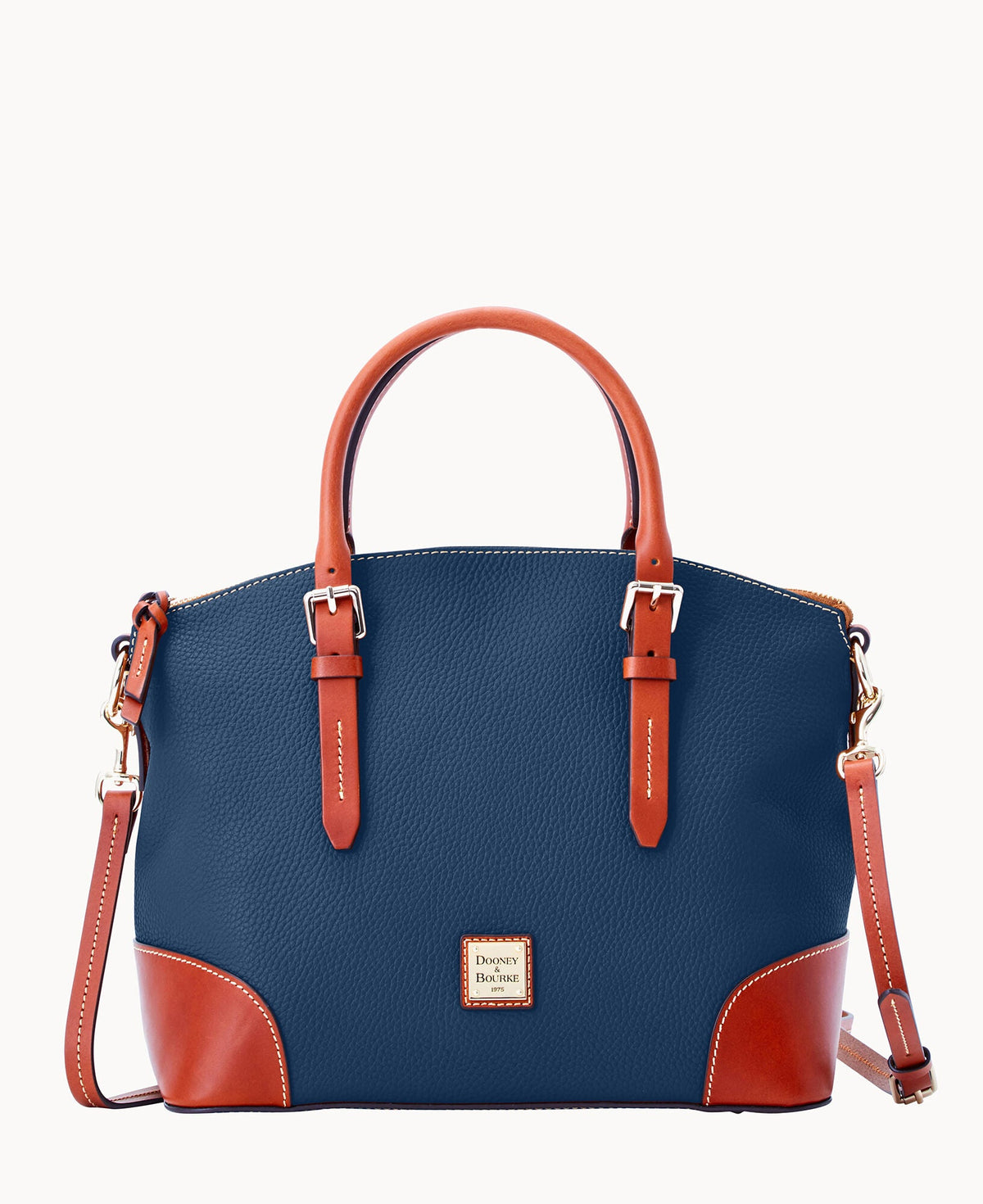 Pebble Grain Domed Satchel - Jeans