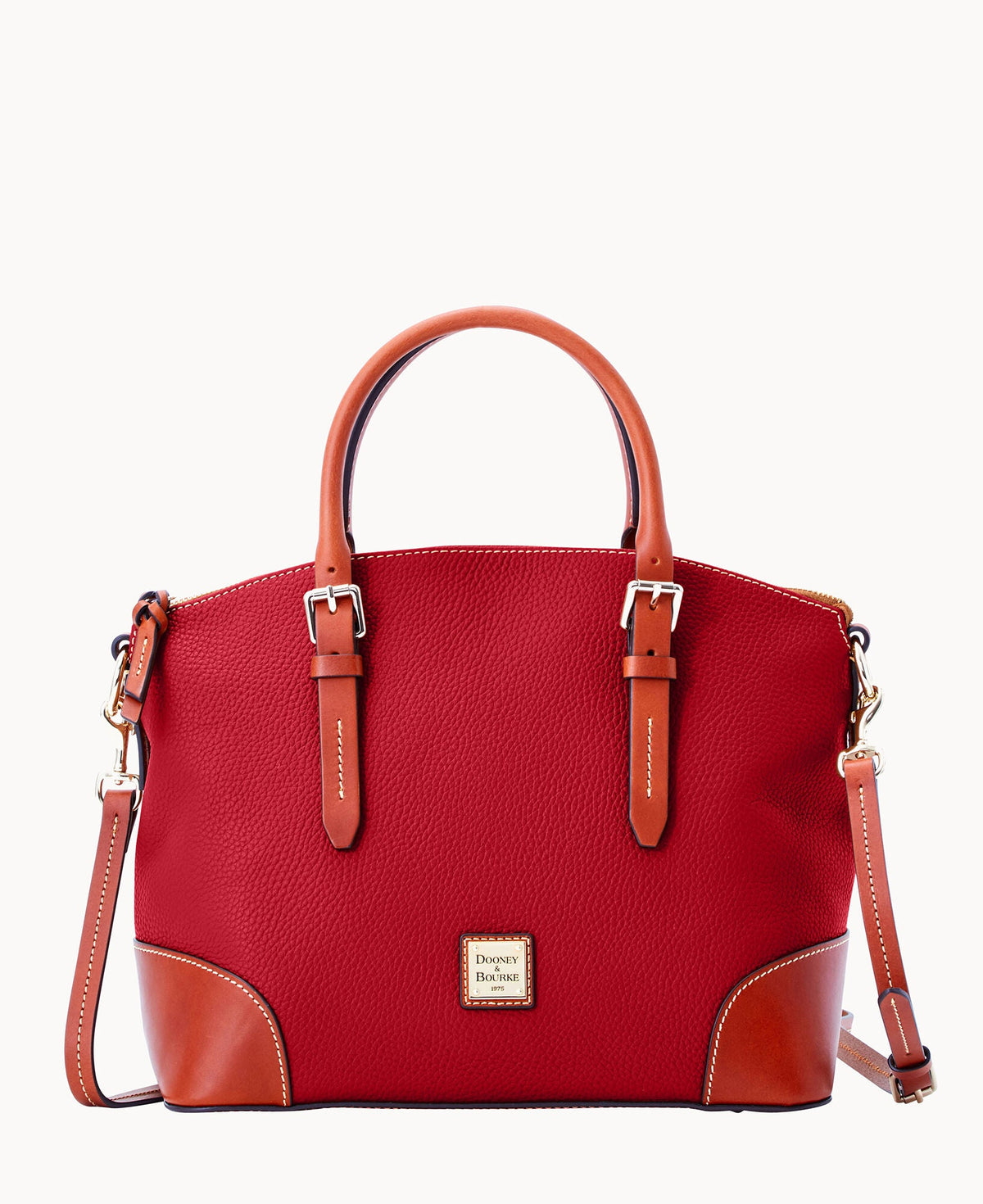 Pebble Grain Domed Satchel - Red