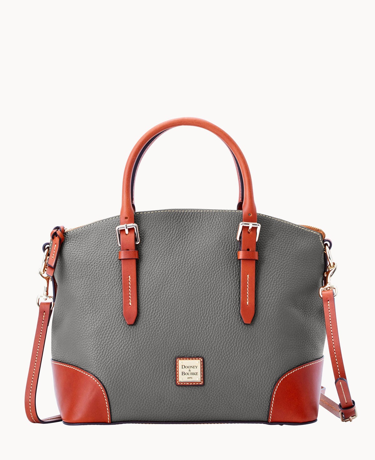 Pebble Grain Domed Satchel - Smoke