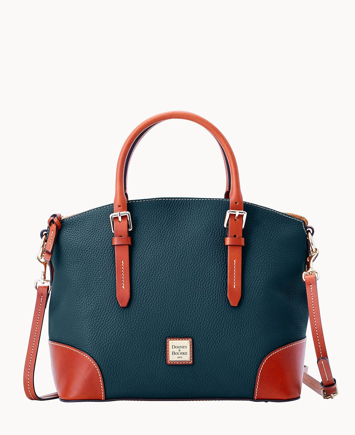 Pebble Grain Domed Satchel - Teal