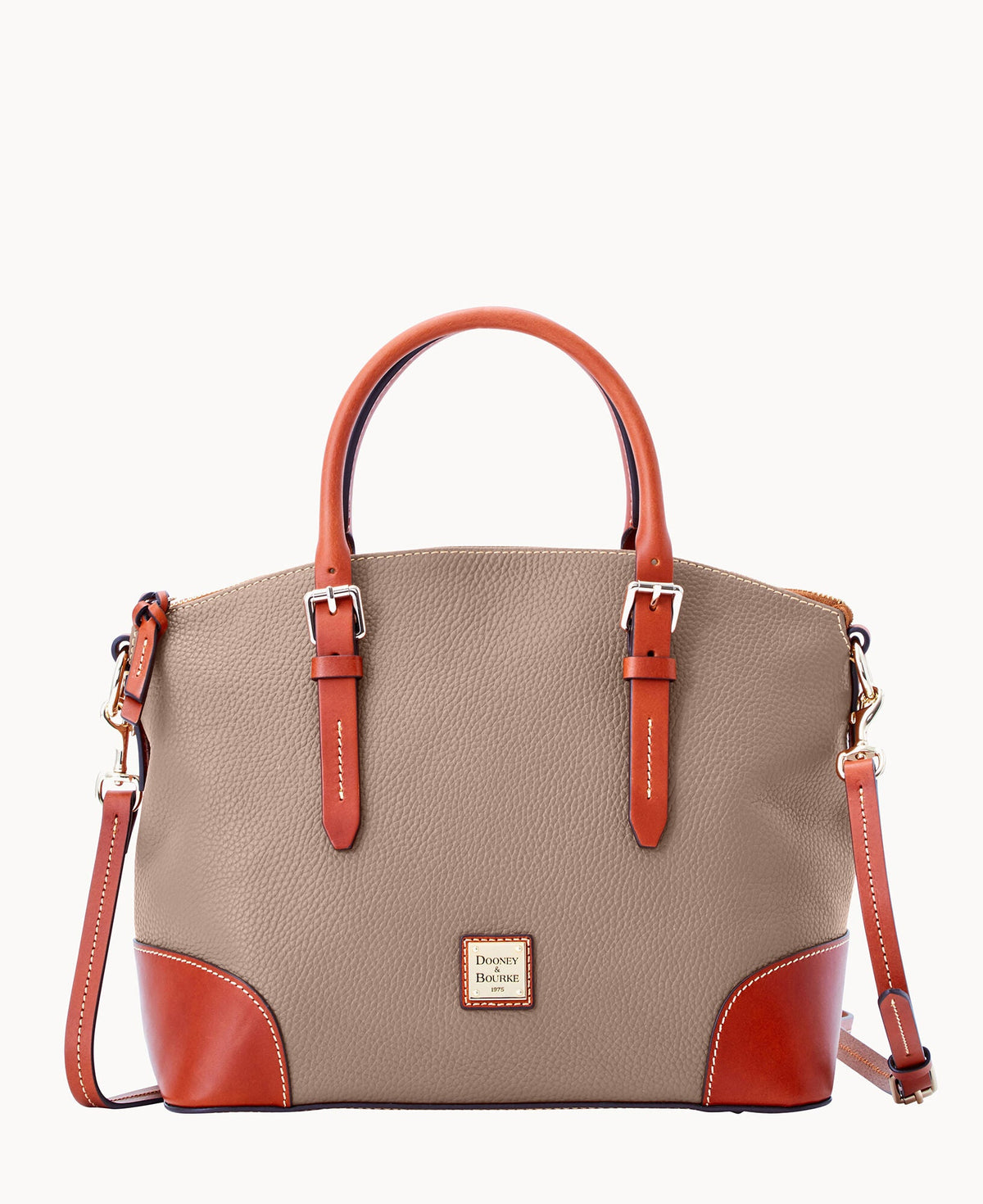Pebble Grain Domed Satchel - Taupe