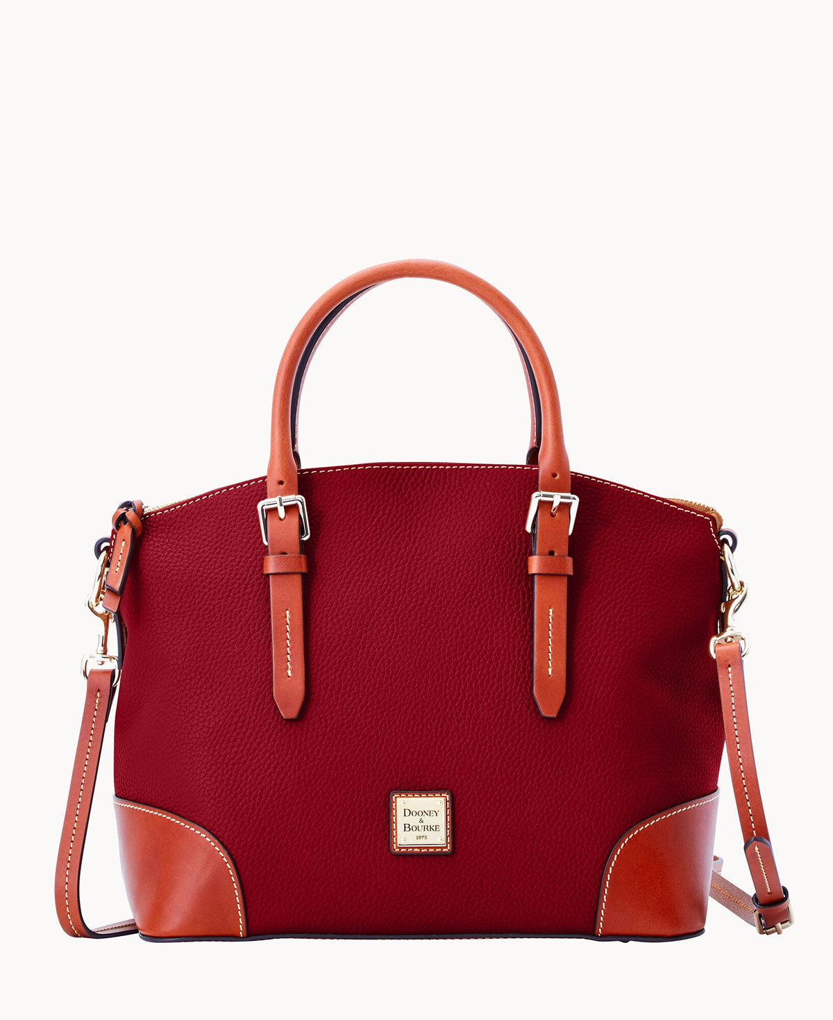 Pebble Grain Domed Satchel - Wine