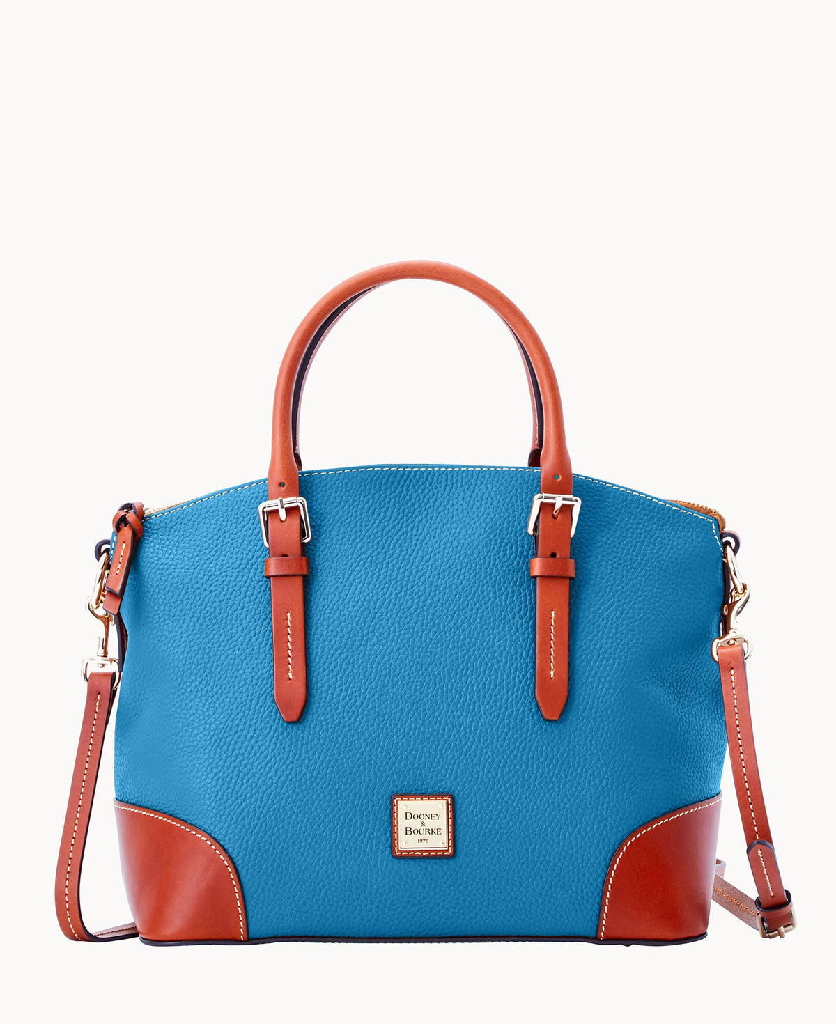 Pebble Grain Domed Satchel - Azure