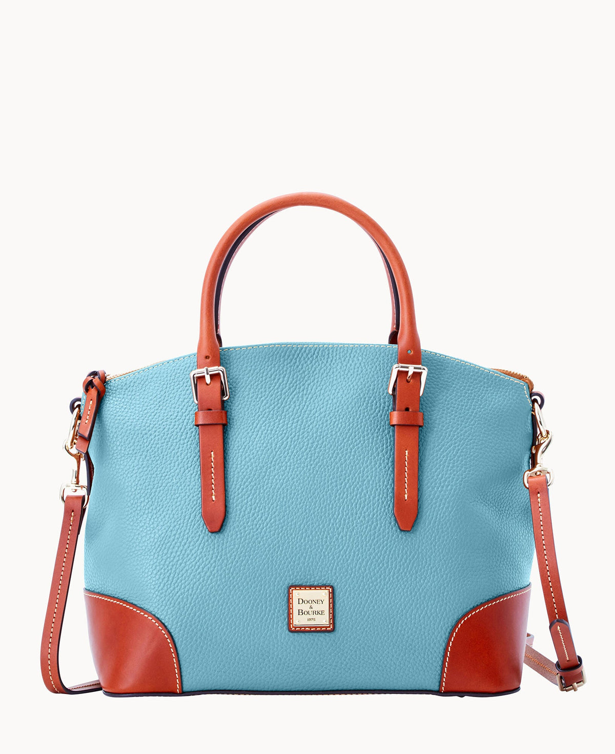 Pebble Grain Domed Satchel - Caribbean Blue
