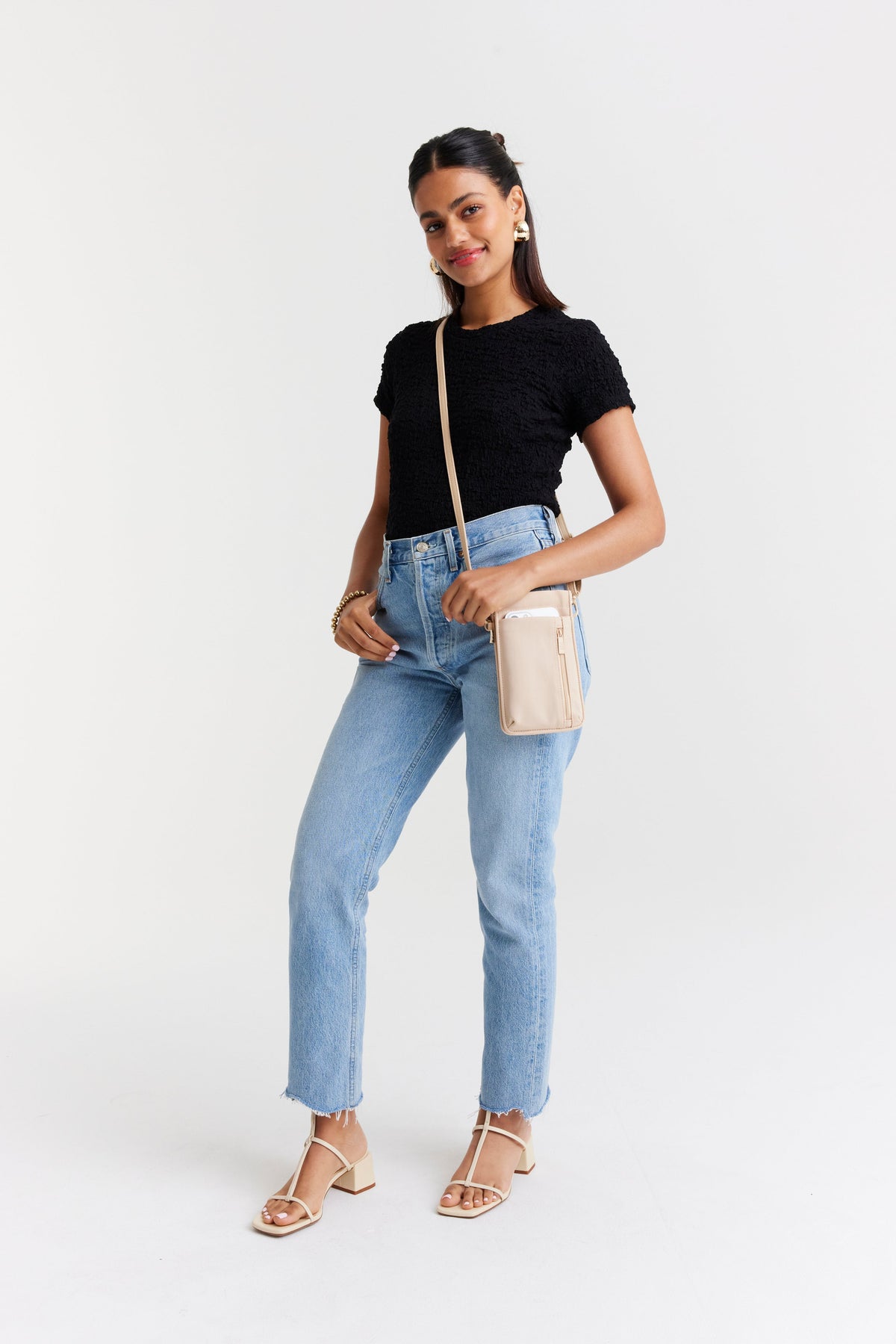 The ID Crossbody Bag in Beige - Image 5