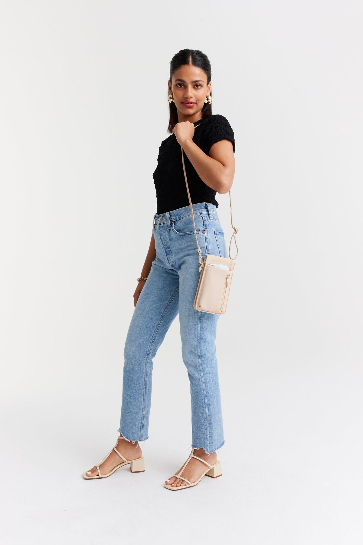 The ID Crossbody Bag in Beige - Image 11