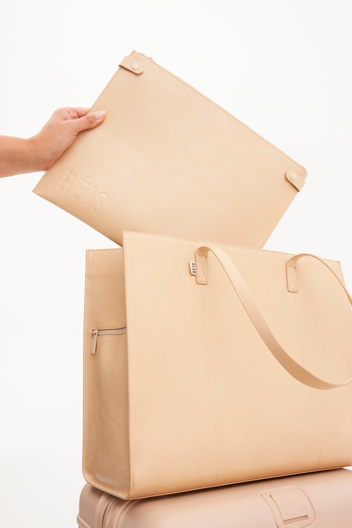 The Large Work Tote in Beige - Image 4