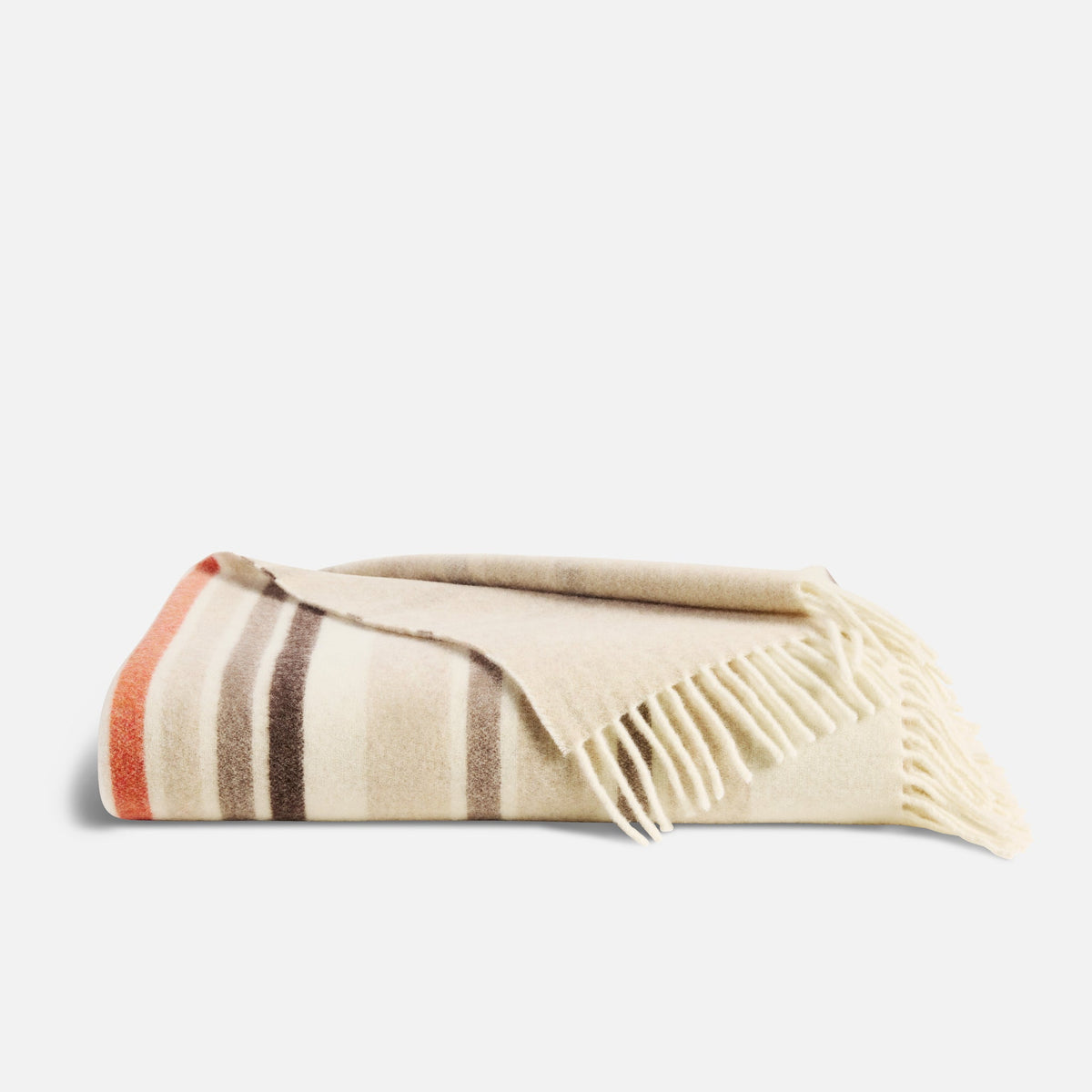 Striped Lambswool Throw Blanket - Pebble Stripe
