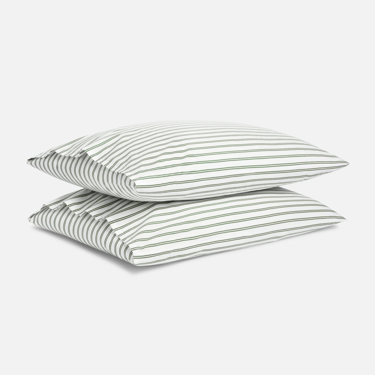 Classic Percale Pillowcase Set - Tandem Stripe in Fresh Moss