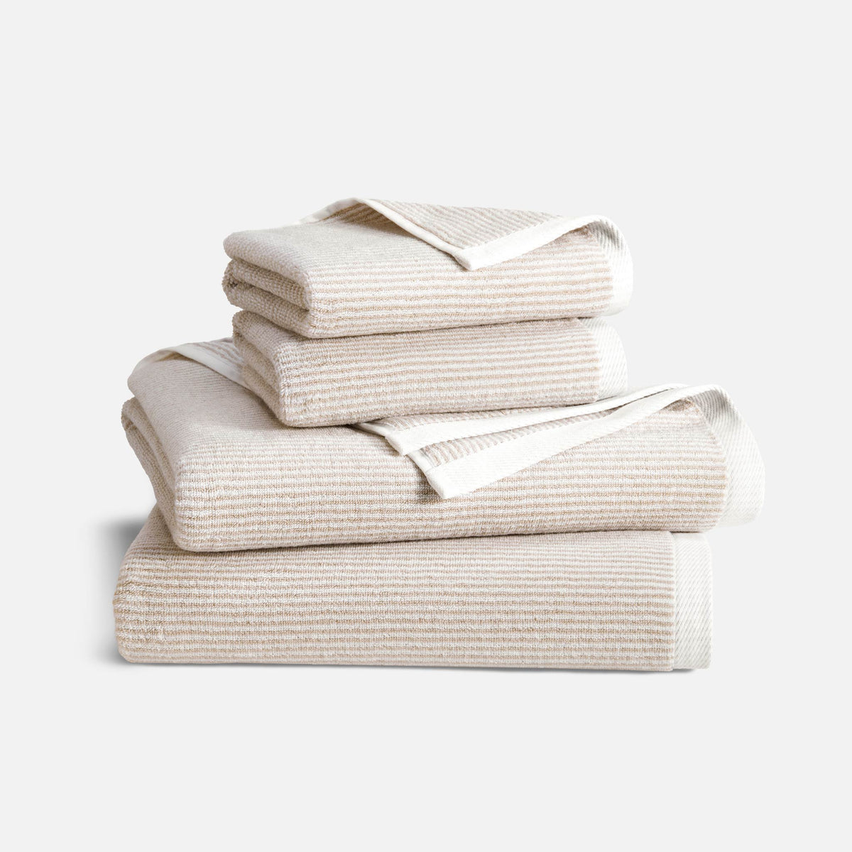 Plush Turkish Cotton Bath Sheet Bundle - Striped Pebble