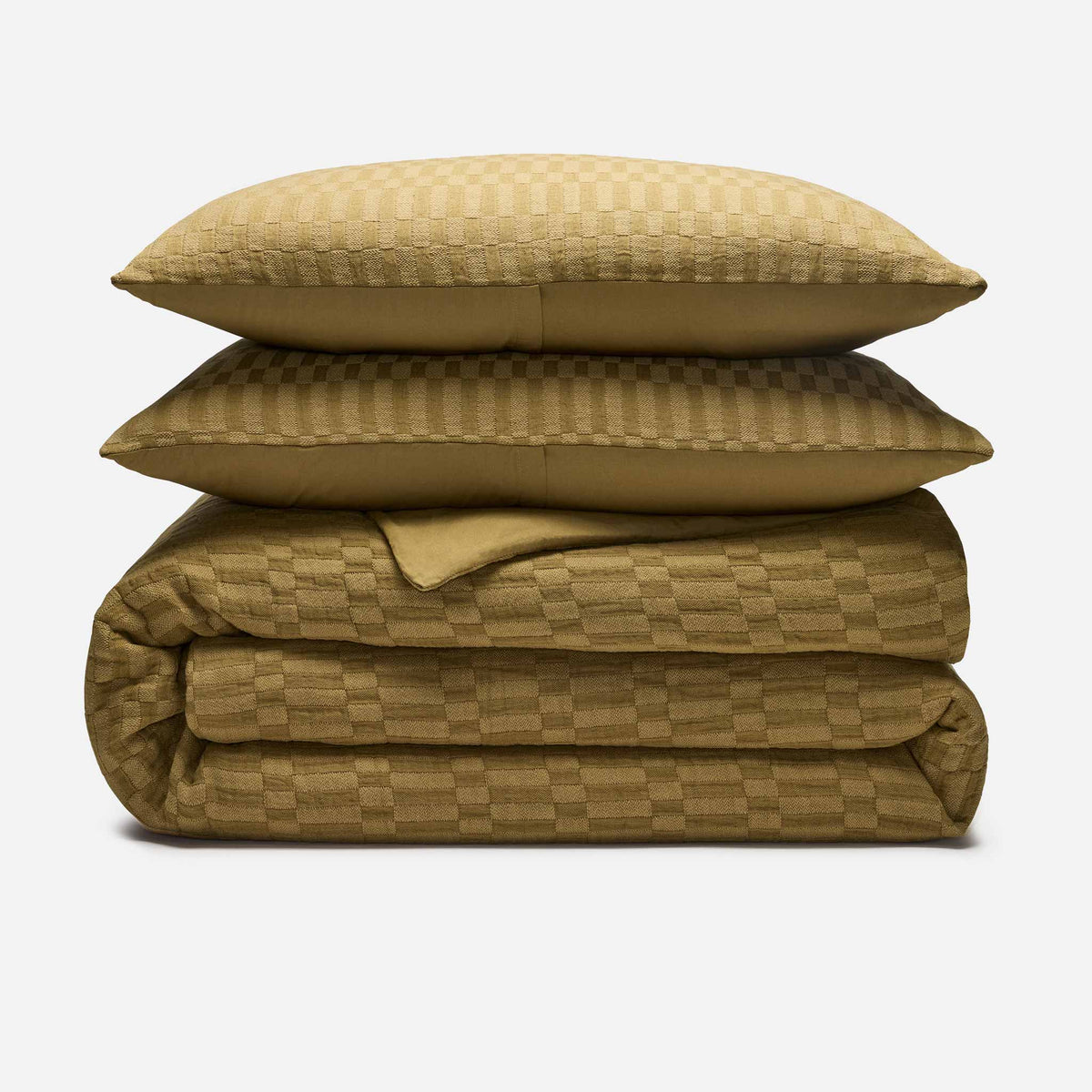 Woven Checkerboard Duvet Set - Umber
