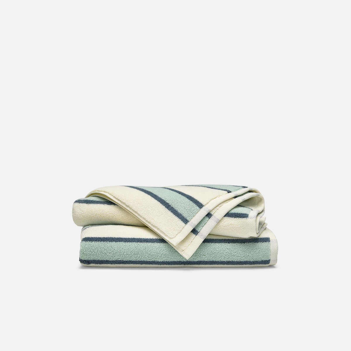 Super-Plush Turkish Cotton Hand Towels Set of 2 - Striped Silver Sage