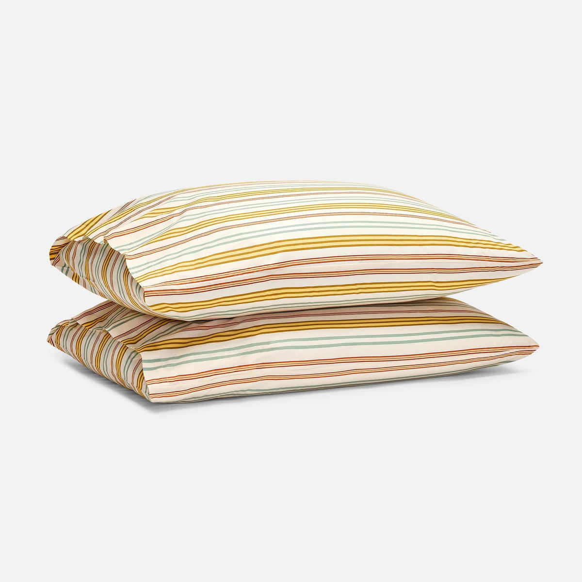 Classic Percale Pillowcase Set - Retro Stripe in Cream