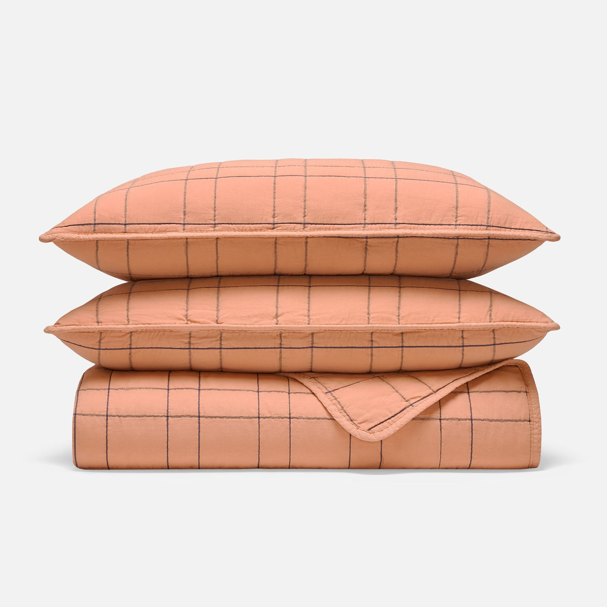 Weekend Wash Quilt Set - Spiced Coral Windowpane