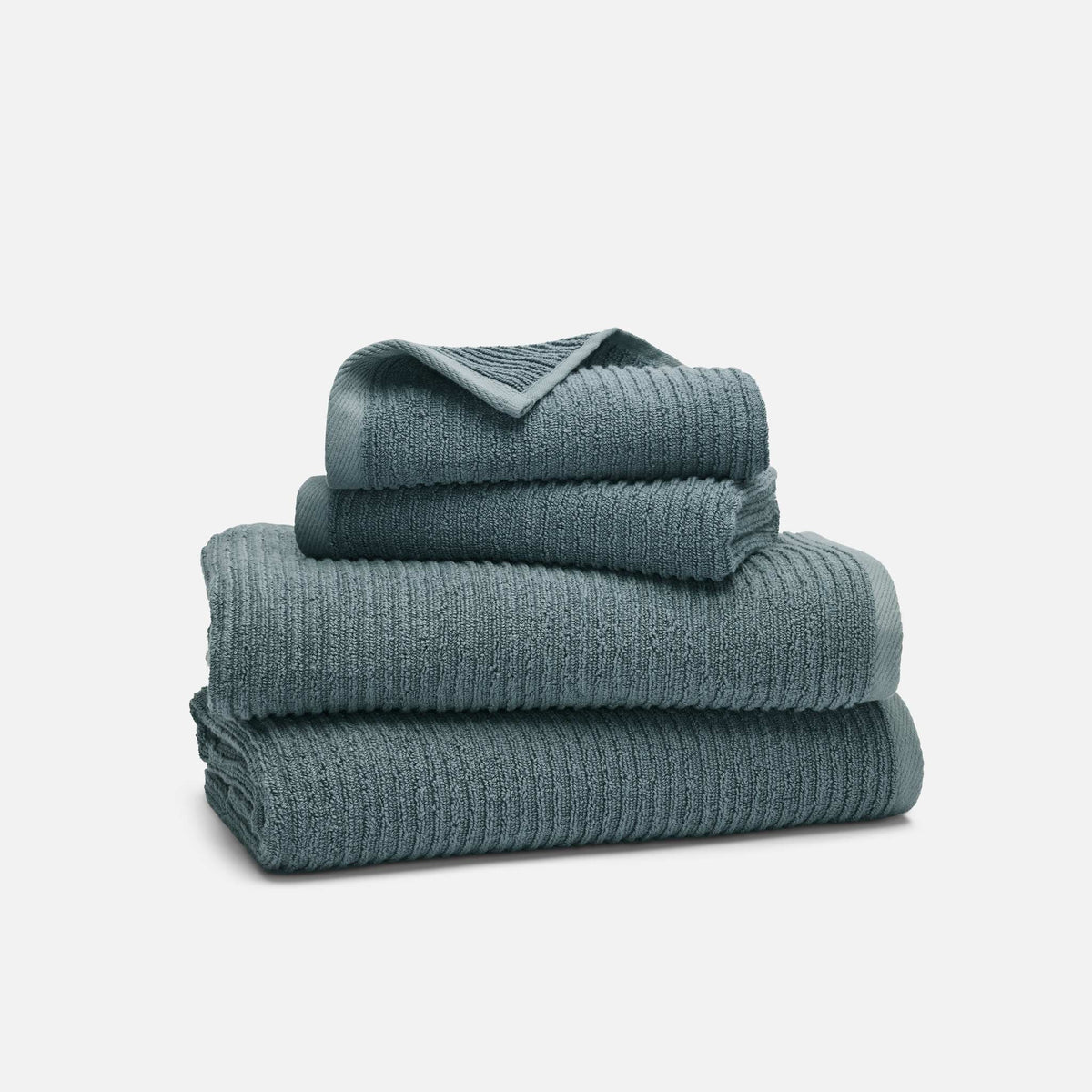 Ribbed Cotton TENCEL™ Bath Towel Bundle - Aegean
