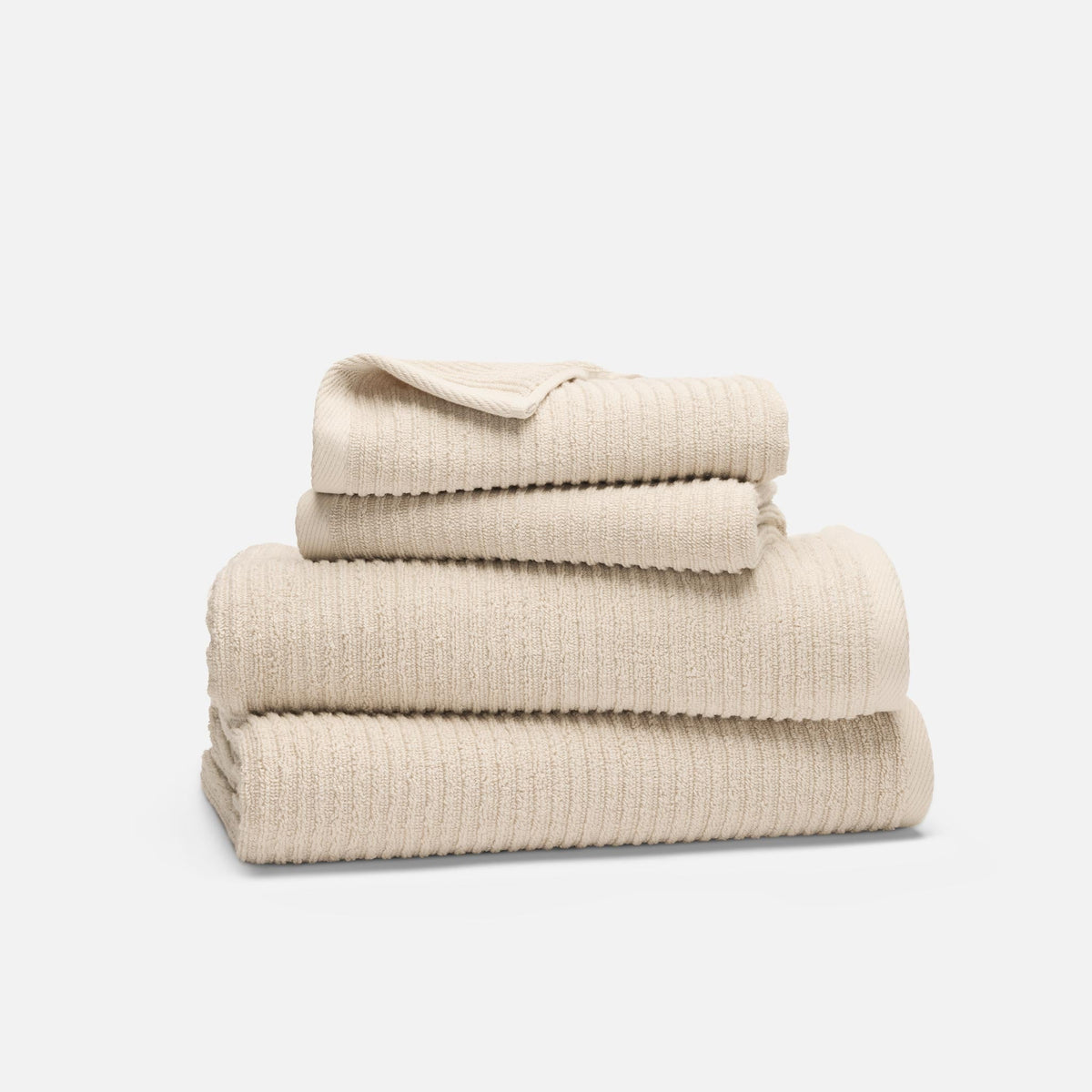 Ribbed Cotton TENCEL™ Bath Towel Bundle - Stone