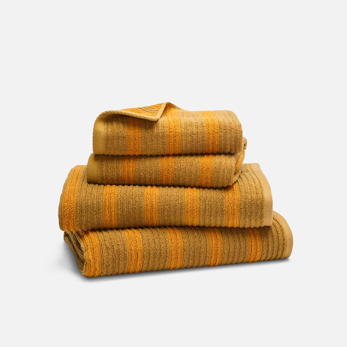 Ribbed Cotton TENCEL™ Bath Towel Bundle - Striped Bronze