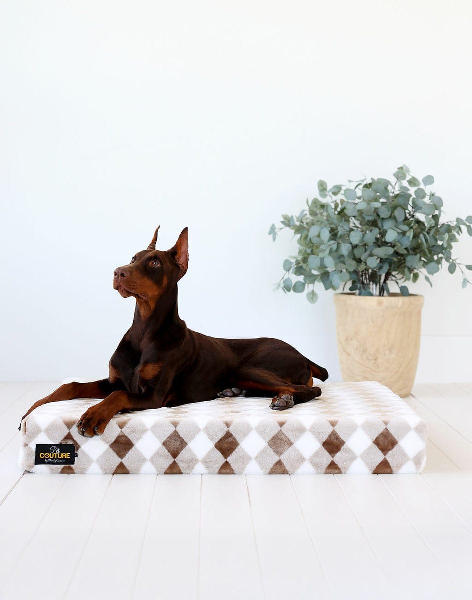 Brown Argyle Pet Crate Pad - Image 2
