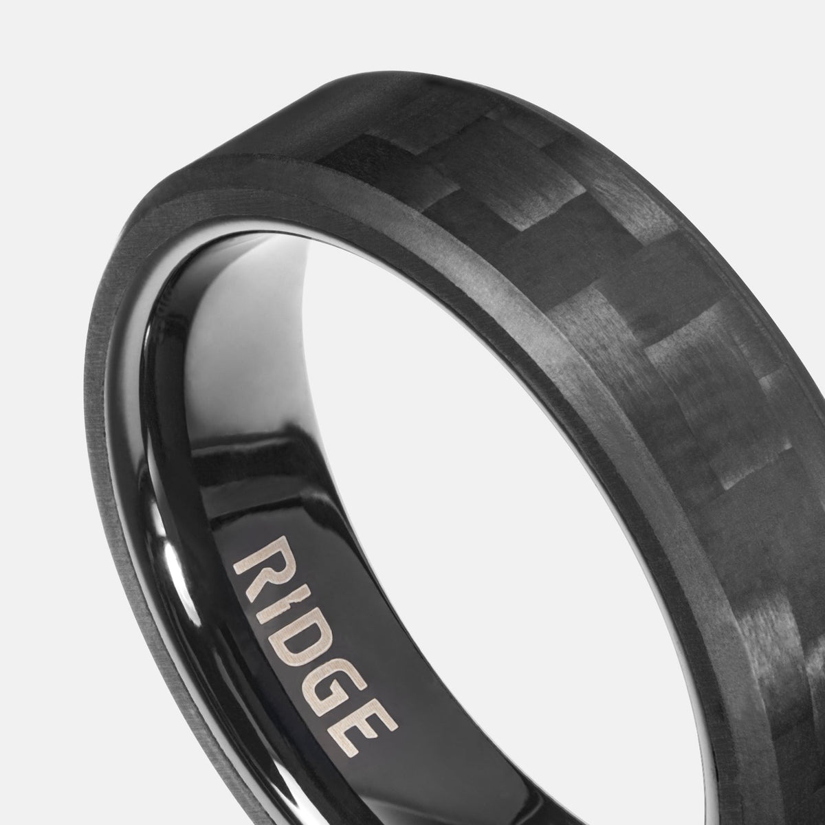 Ridge 6mm Beveled Ring Set - Carbon Fiber 3K - Image 4