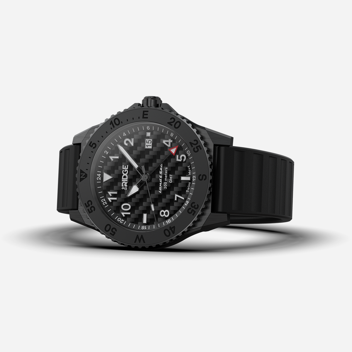 Ridge Land & Sea GMT Watch 42mm - Carbon Fiber 3k - Image 6