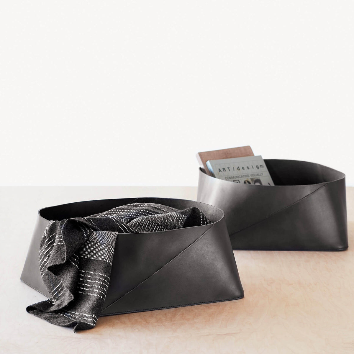 Azad Low Leather Storage Bin - Image 2