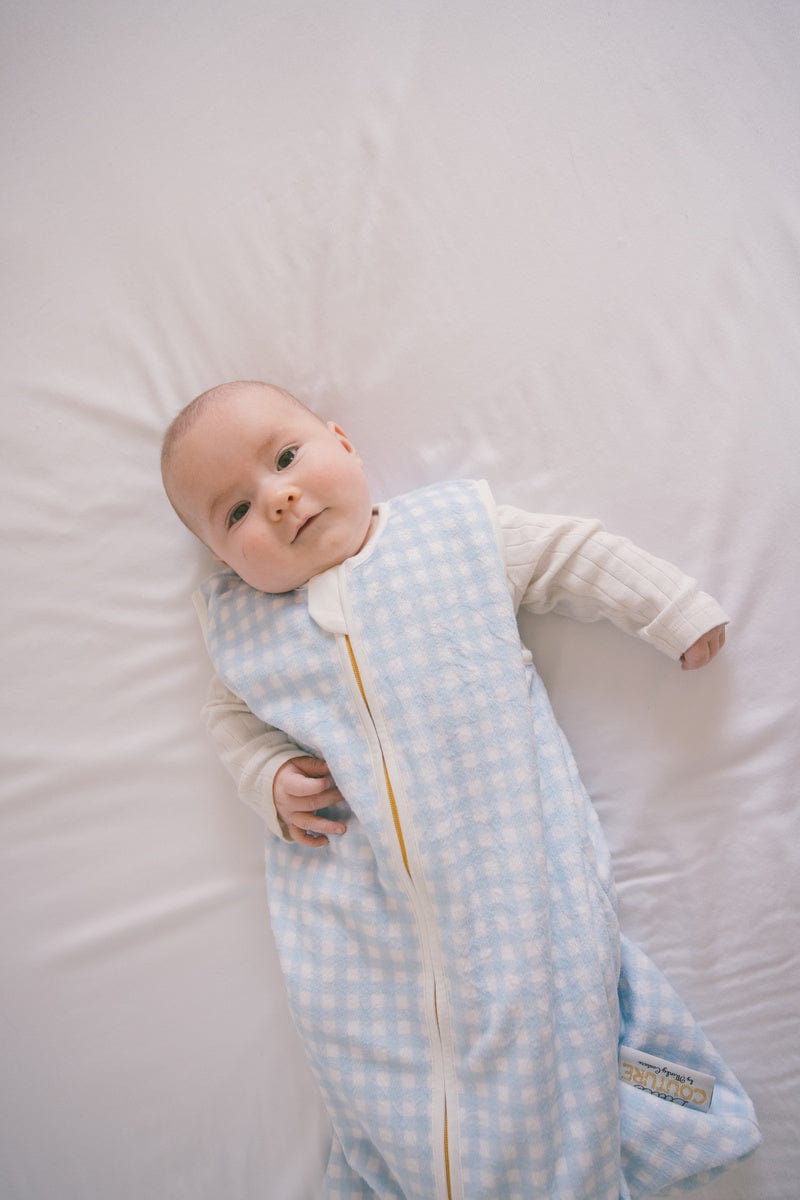 Dusty Blue Gingham Wearable Minky Blanket - Image 2