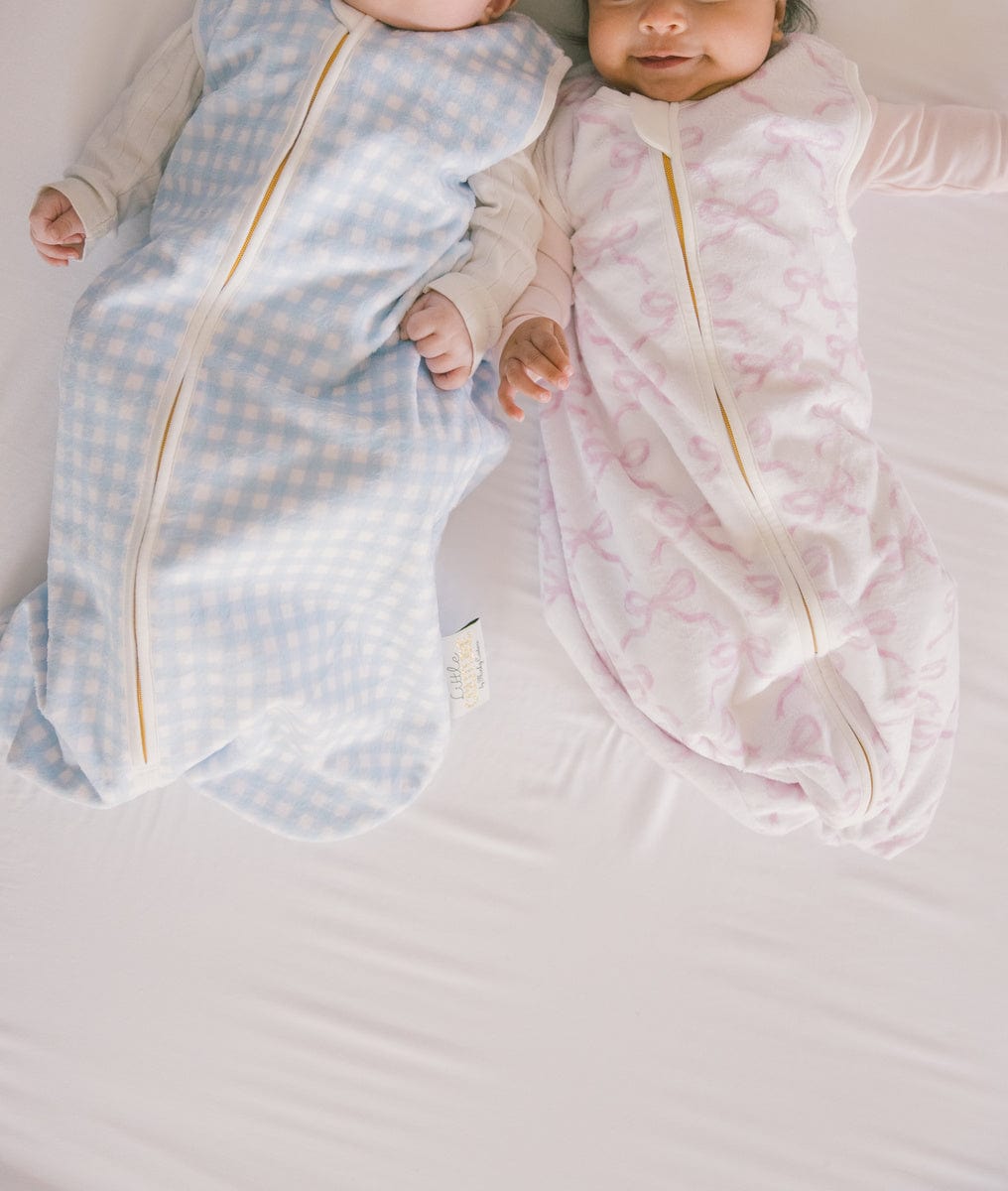 Dusty Blue Gingham Wearable Minky Blanket - Image 5